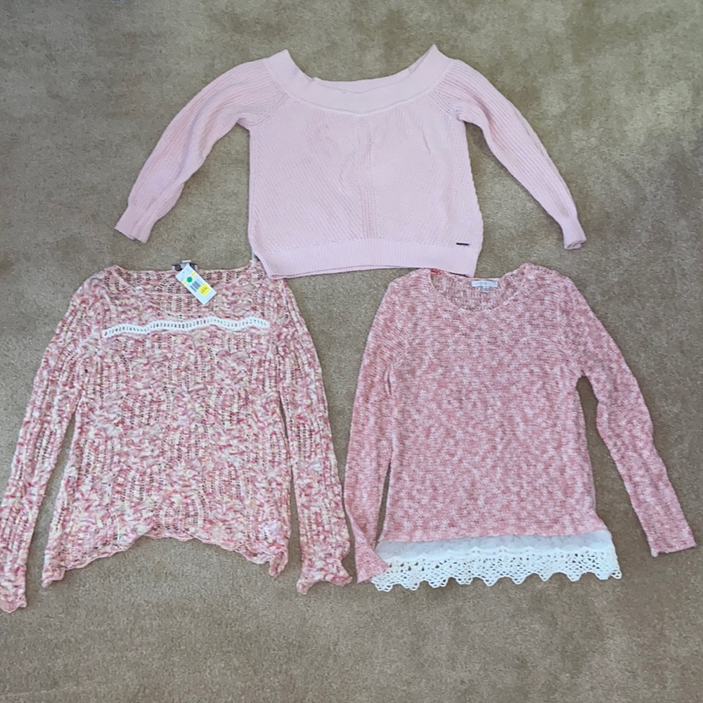 THREE PINK COZY SWEATERS